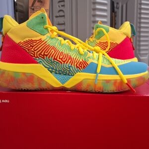 NEW BALANCE TWO WYX YELLOW TEAL BASKETBALL SNEAKERS EMBROIDERED UPPER 11 NEW